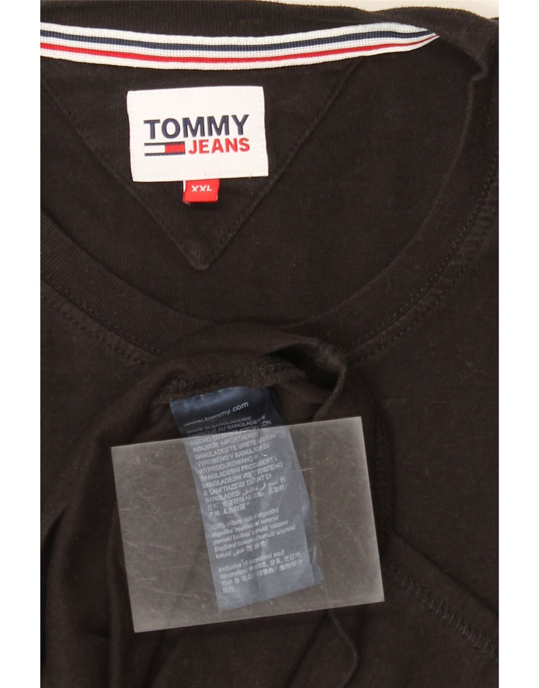 TOMMY HILFIGER Herren Top Langarm 2XL Schwarz Baumwolle