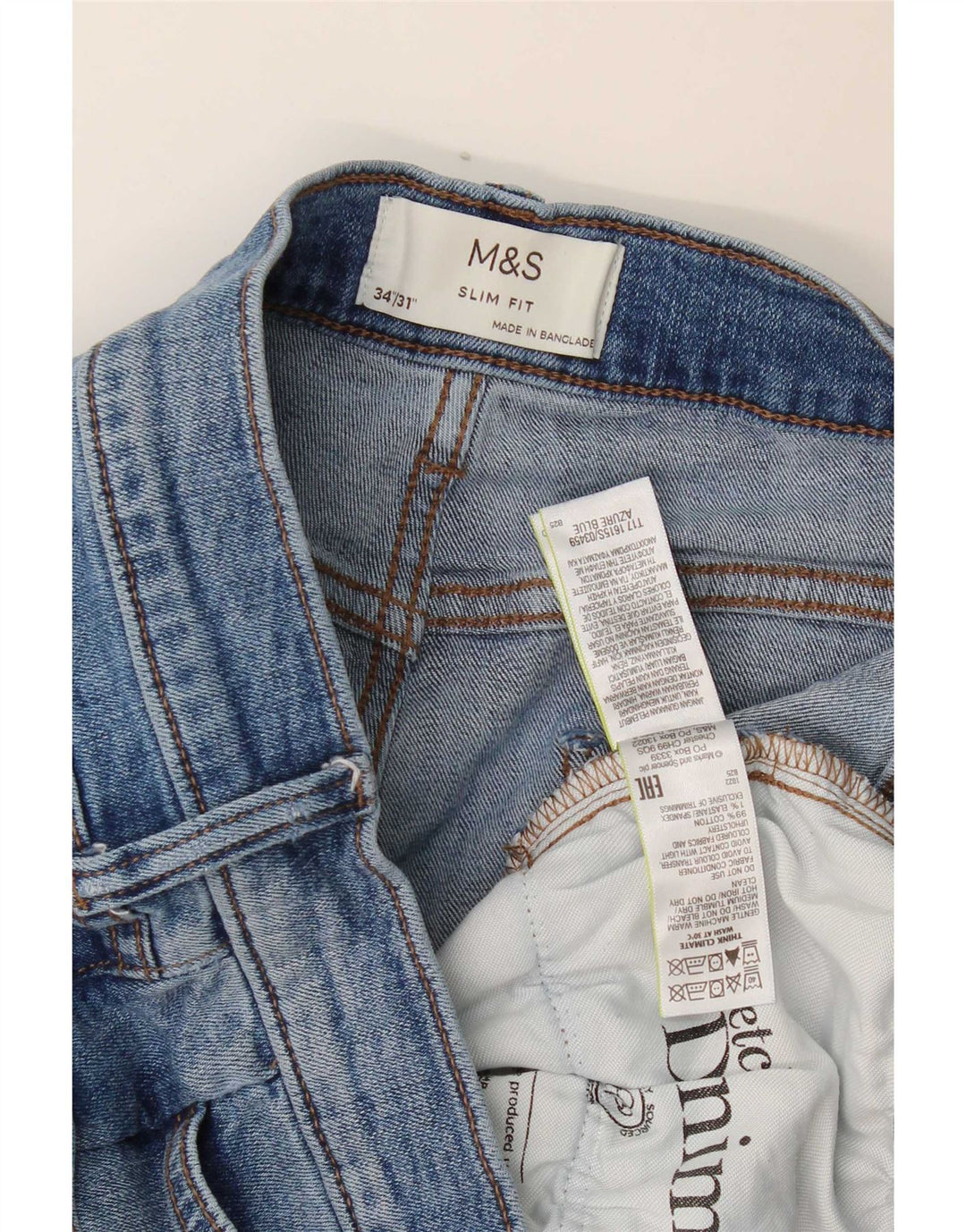 Marks & Spencer Herren Slim Jeans W34 L31 Blaue Baumwolle
