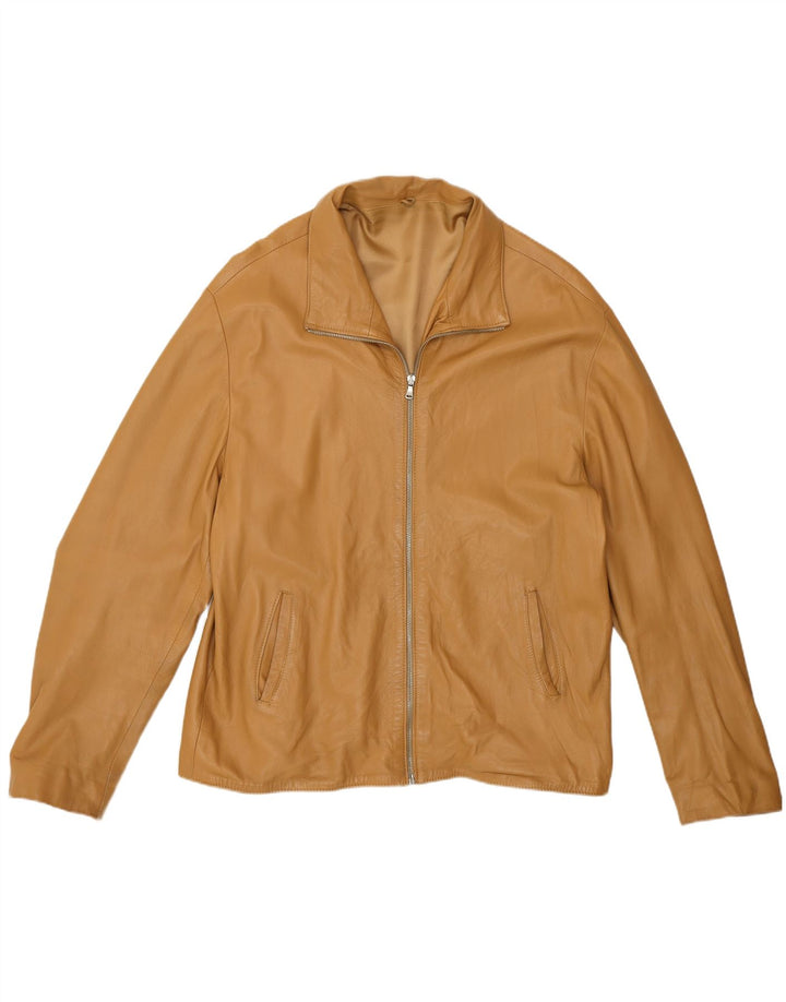 Vintage Herren Lederjacke UK 46 3XL Beige Leder