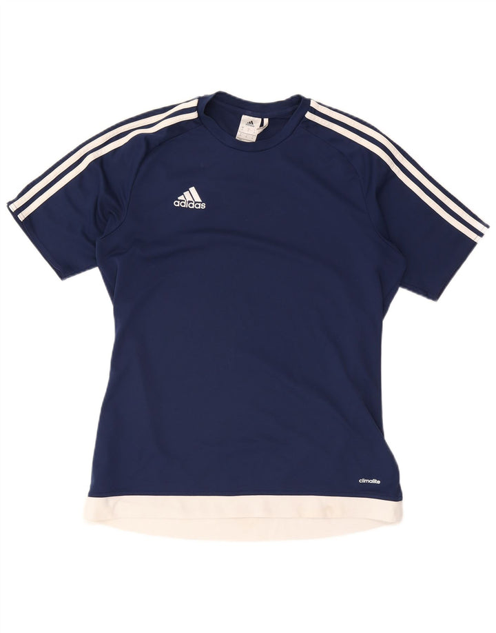 ADIDAS Herren Climalite T-Shirt Top Medium Marineblau Colourblock Polyester