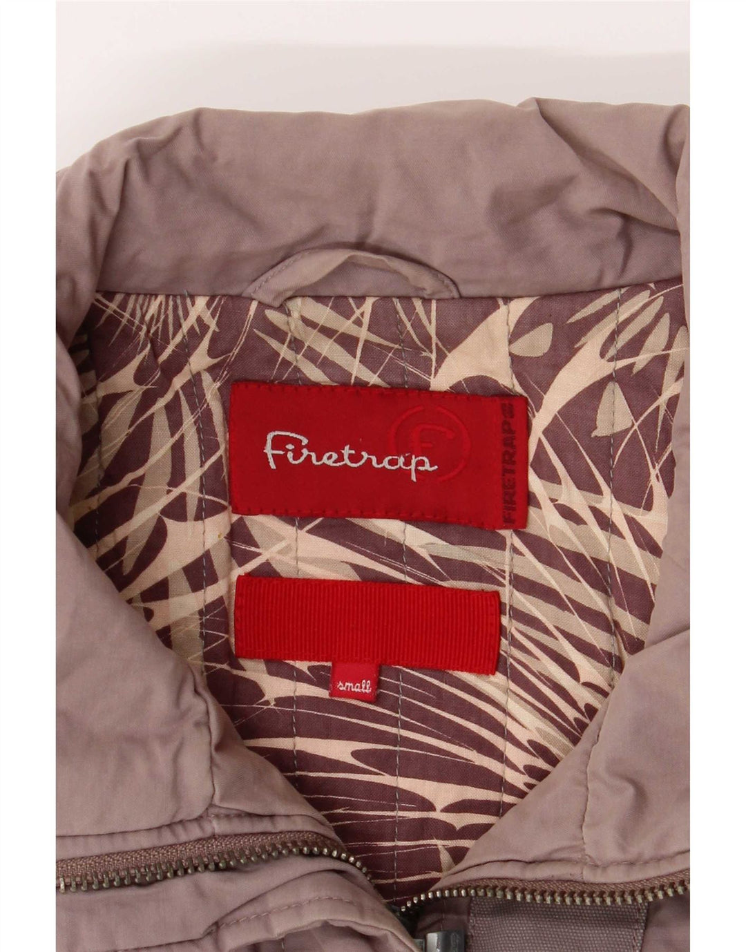 Firetrap Damen Bomberjacke UK 10 Small Graue Baumwolle