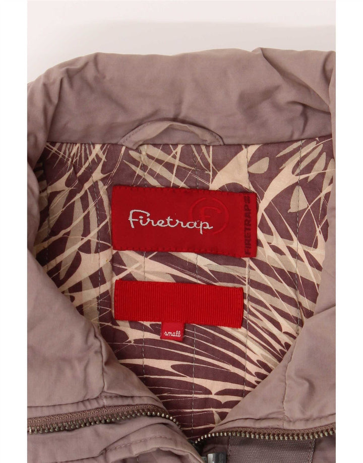 Firetrap Damen Bomberjacke UK 10 Small Graue Baumwolle