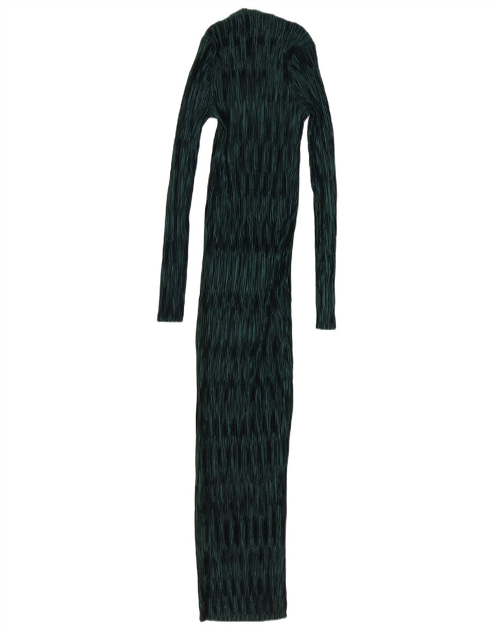 Zara Damen Langarm-Maxikleid UK 10 Small Grün Polyester