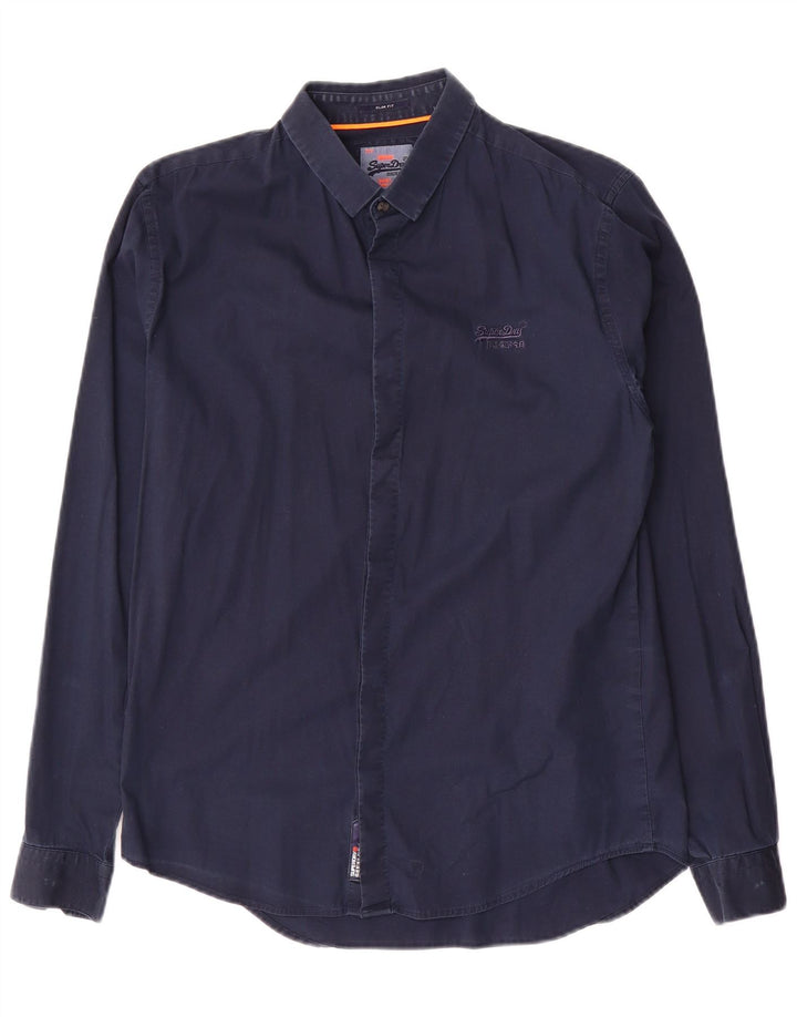 Superdry Slim-Fit-Hemd für Herren aus mittelblauer Baumwolle