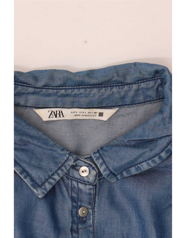 Zara Damen Hemd UK 16 Large Blau