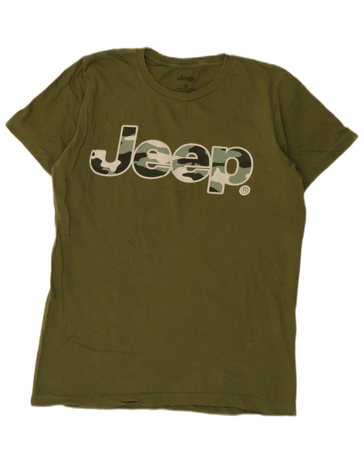 Jeep Herren-T-Shirt mit normaler Grafik, mittelgrüne Baumwolle