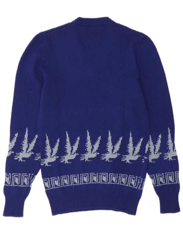Vintage Herren V-Ausschnitt Pullover Pullover Small Blue Fair Isle