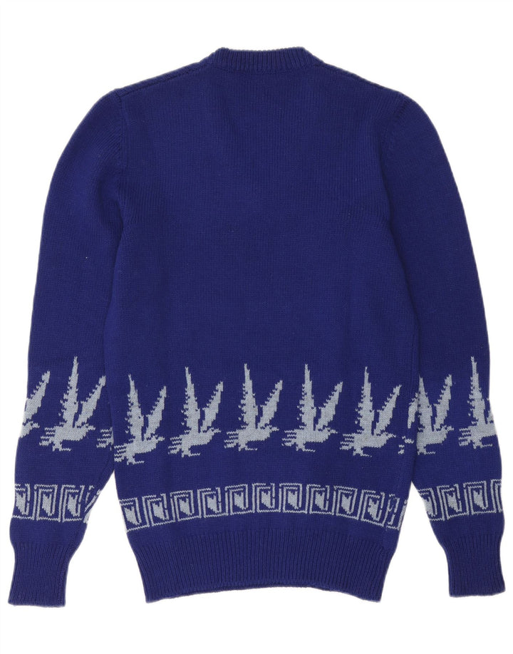 Vintage Herren V-Ausschnitt Pullover Pullover Small Blue Fair Isle