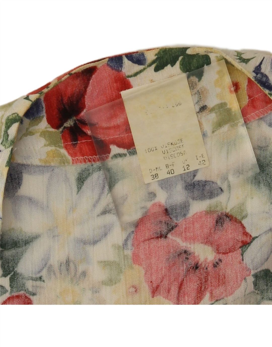 Vintage Damen Crop Bluse Top UK 12 Medium Mehrfarbig Blumen Viskose