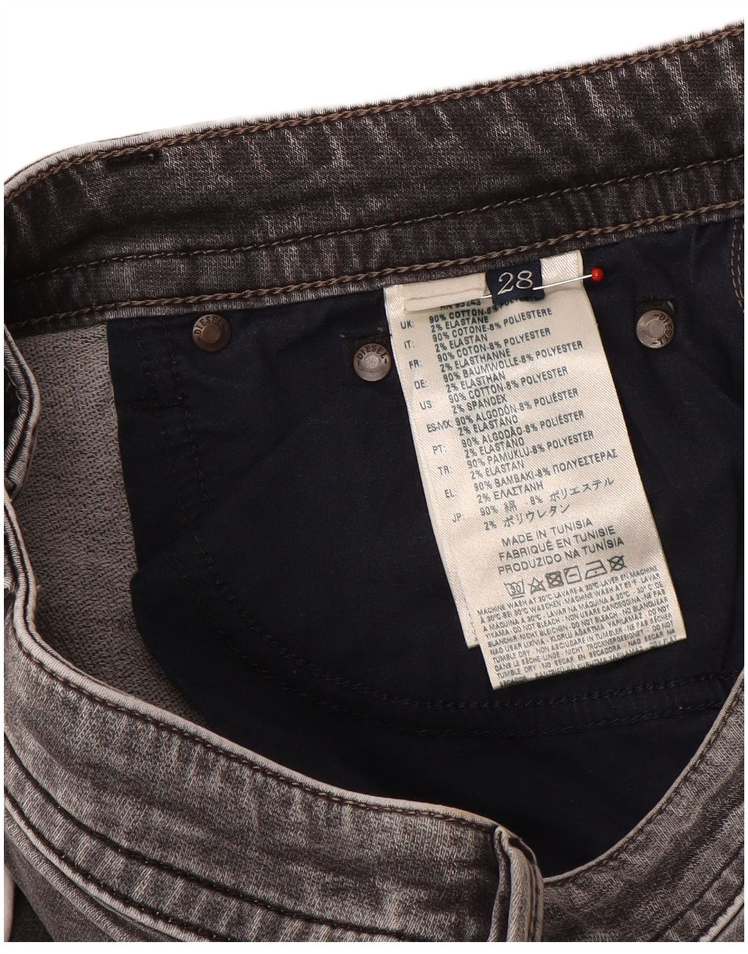 Diesel Damen Slim Jeans W28 L32 Grau