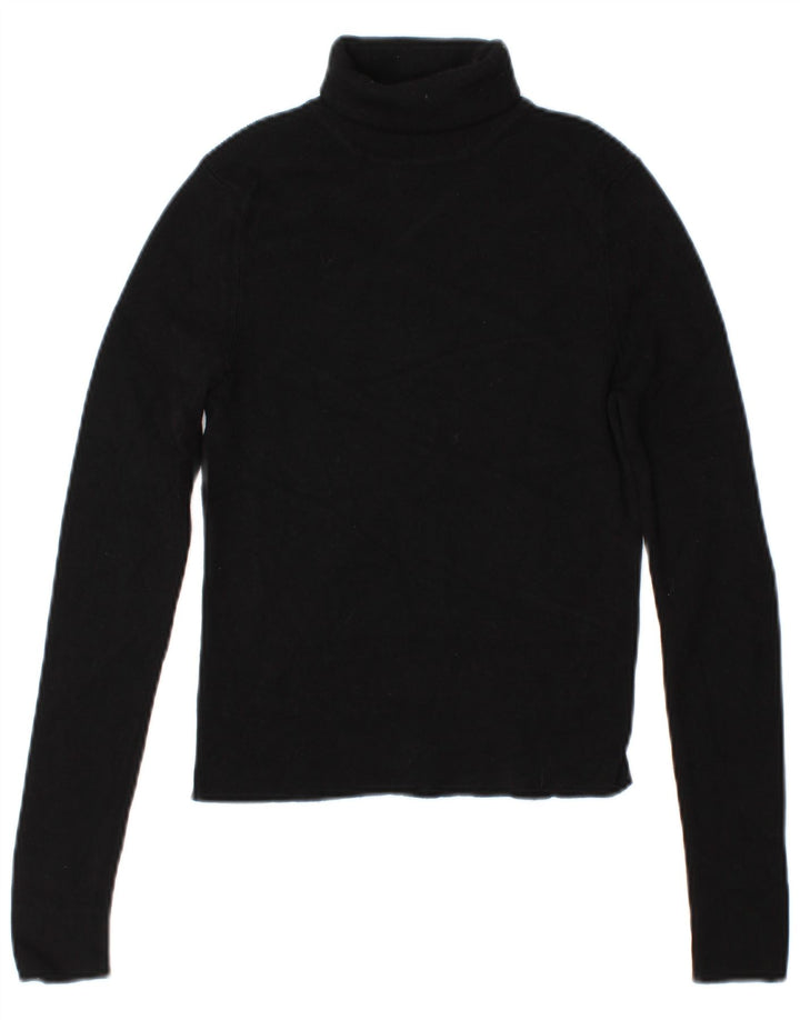 Zara Damen Crop Rollkragenpullover Pullover UK 12 Mittelschwarze Viskose
