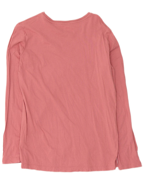 Napapijri Womens Graphic Top Langarm UK 14 Large Rosa Baumwolle