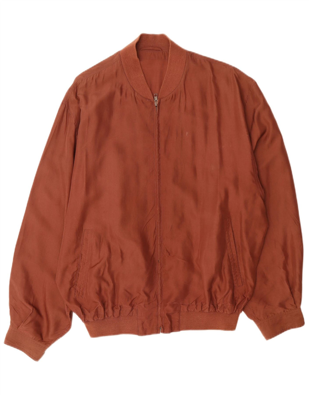 VINTAGE Herren Bomberjacke UK 40 Große braune Seide