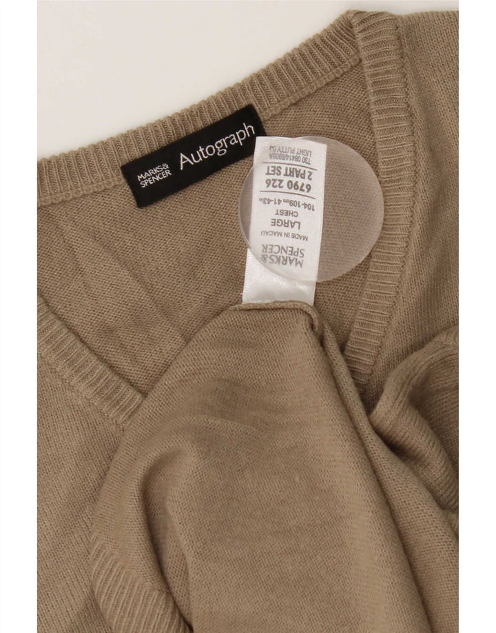 Marks & Spencer Herren Weste Tank Top Large Beige Acryl