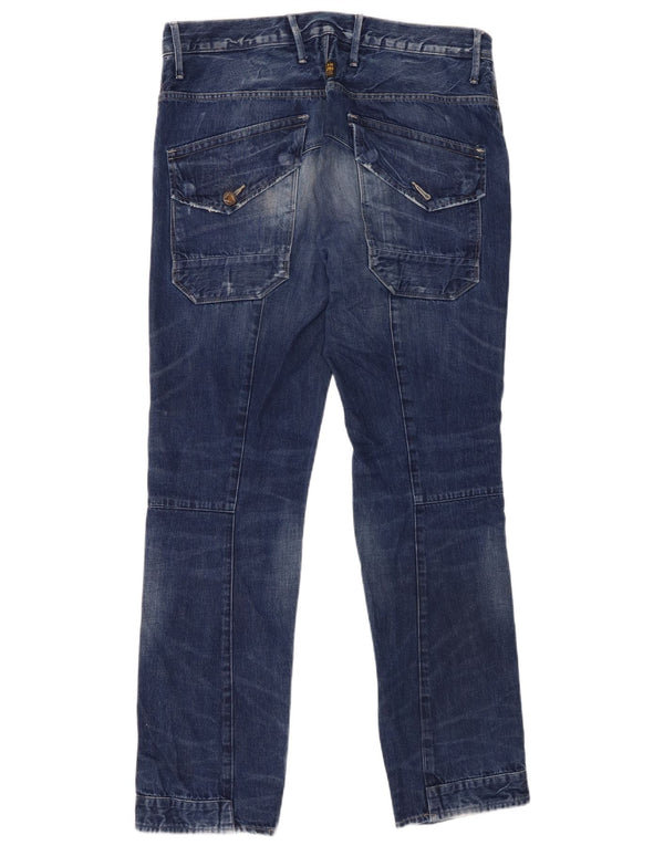 G-Star Herren Straight Jeans W36 L32 Blaue Patchwork-Baumwolle