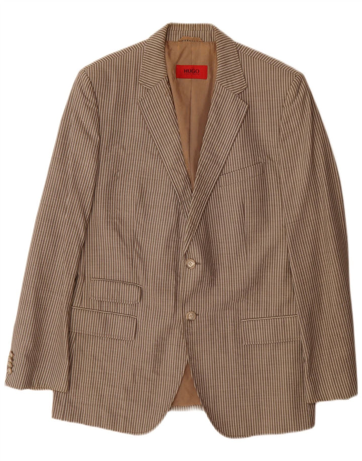 Hugo Boss Herren-Blazer mit 2 Knöpfen, EU 54, 2XL, graue Nadelstreifen-Schurwolle
