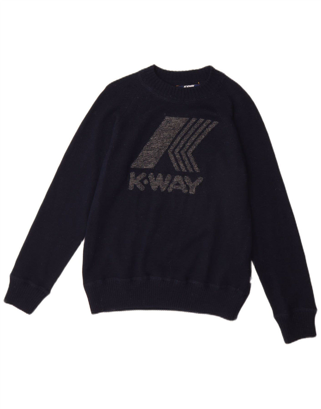 K-WAY Damen-Pullover mit grafischem U-Boot-Ausschnitt, UK 12, mittelmarineblaue Wolle