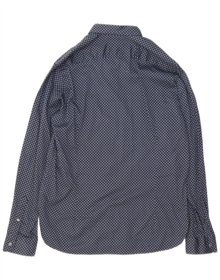 Ted Baker Herrenhemd Größe 5 XL Marineblaue geometrische Baumwolle