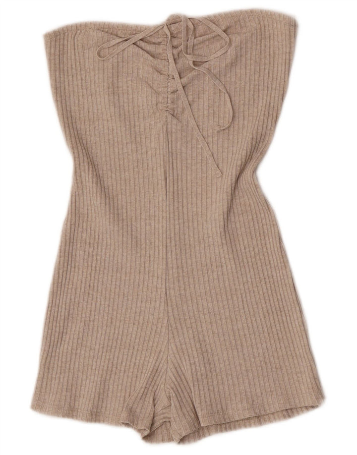 Zara Damen Trägerloser Playsuit UK 14 Large Beige