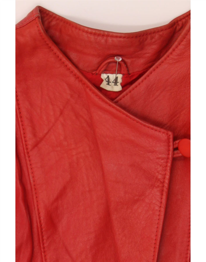 VINTAGE Womens Leather Jacket IT 44 Medium Red Leather Vintage Vintage and Second-Hand Vintage from Messina Hembry 