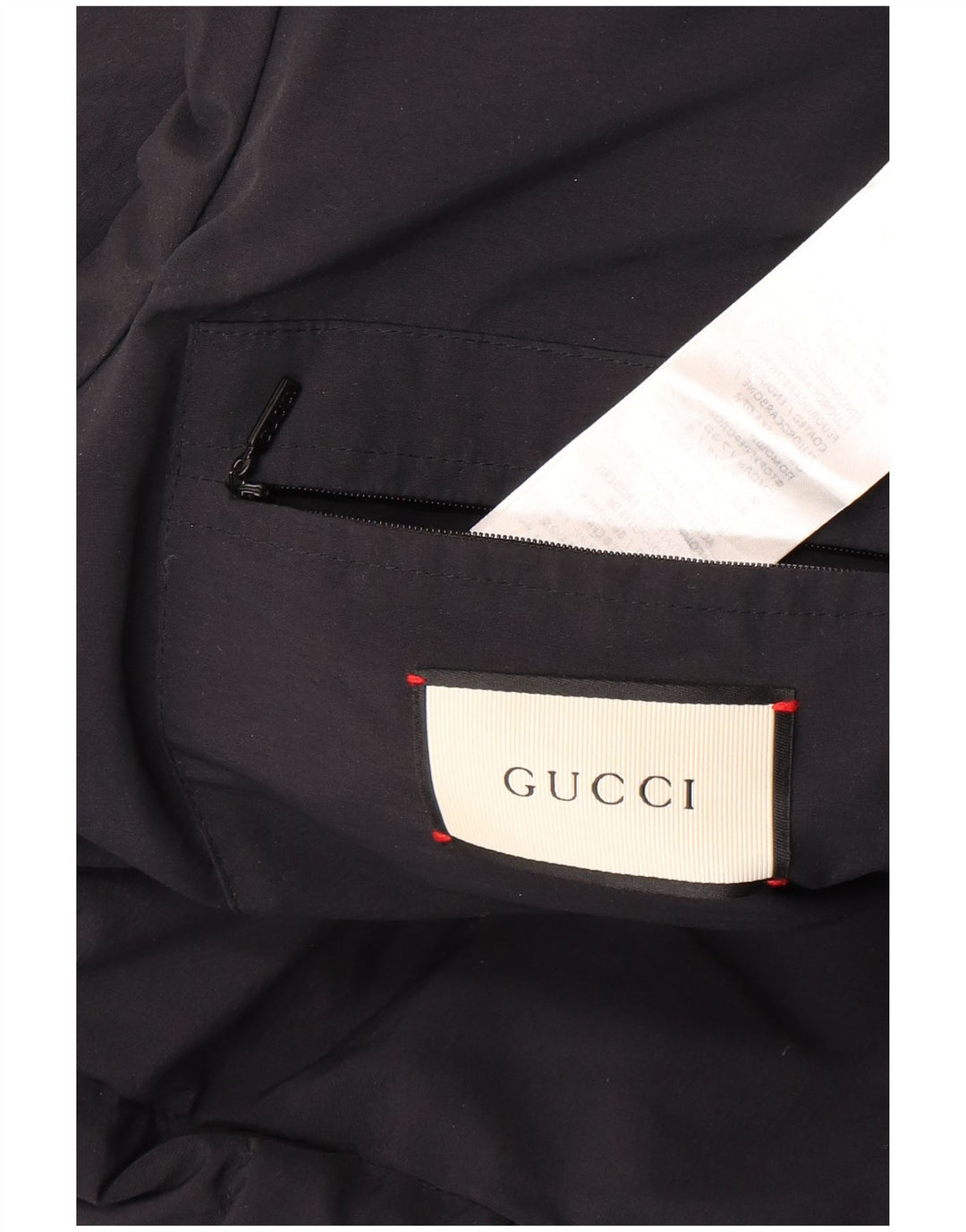 Gucci Herren-gepolsterter Mantel mit grafischer Kapuze, IT 46, großes, schwarzes Polyamid