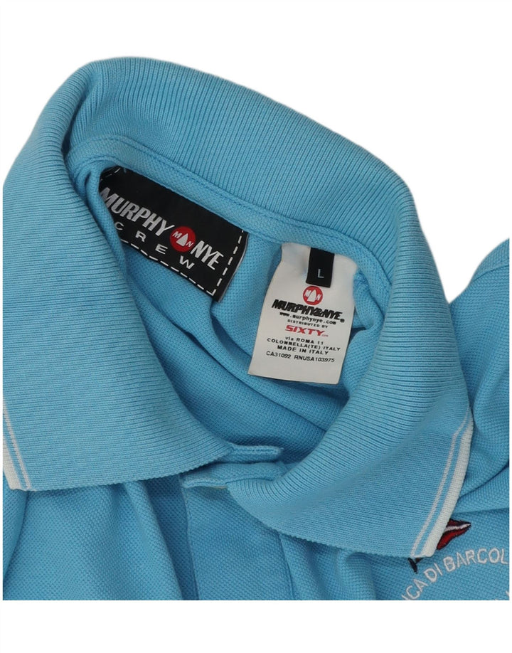 Murphy & Nye Herren-Poloshirt mit Grafik, groß, aus blauer Baumwolle