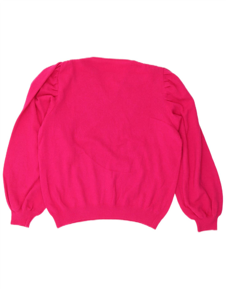 VINTAGE Damen Pullover mit V-Ausschnitt IT 50 XL Rosa Wolle