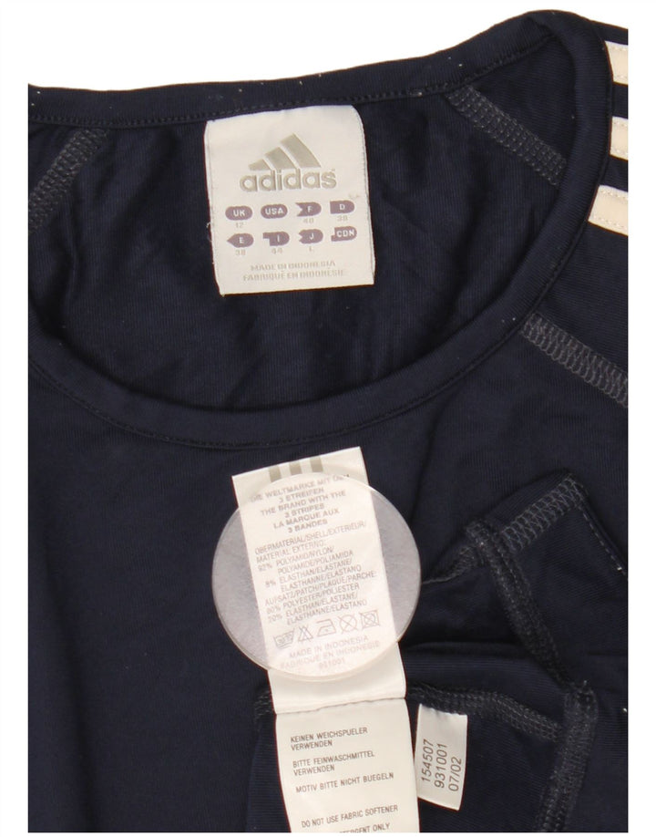 Adidas Damen Climacool T-Shirt Top UK 12 Medium Marineblau Nylon