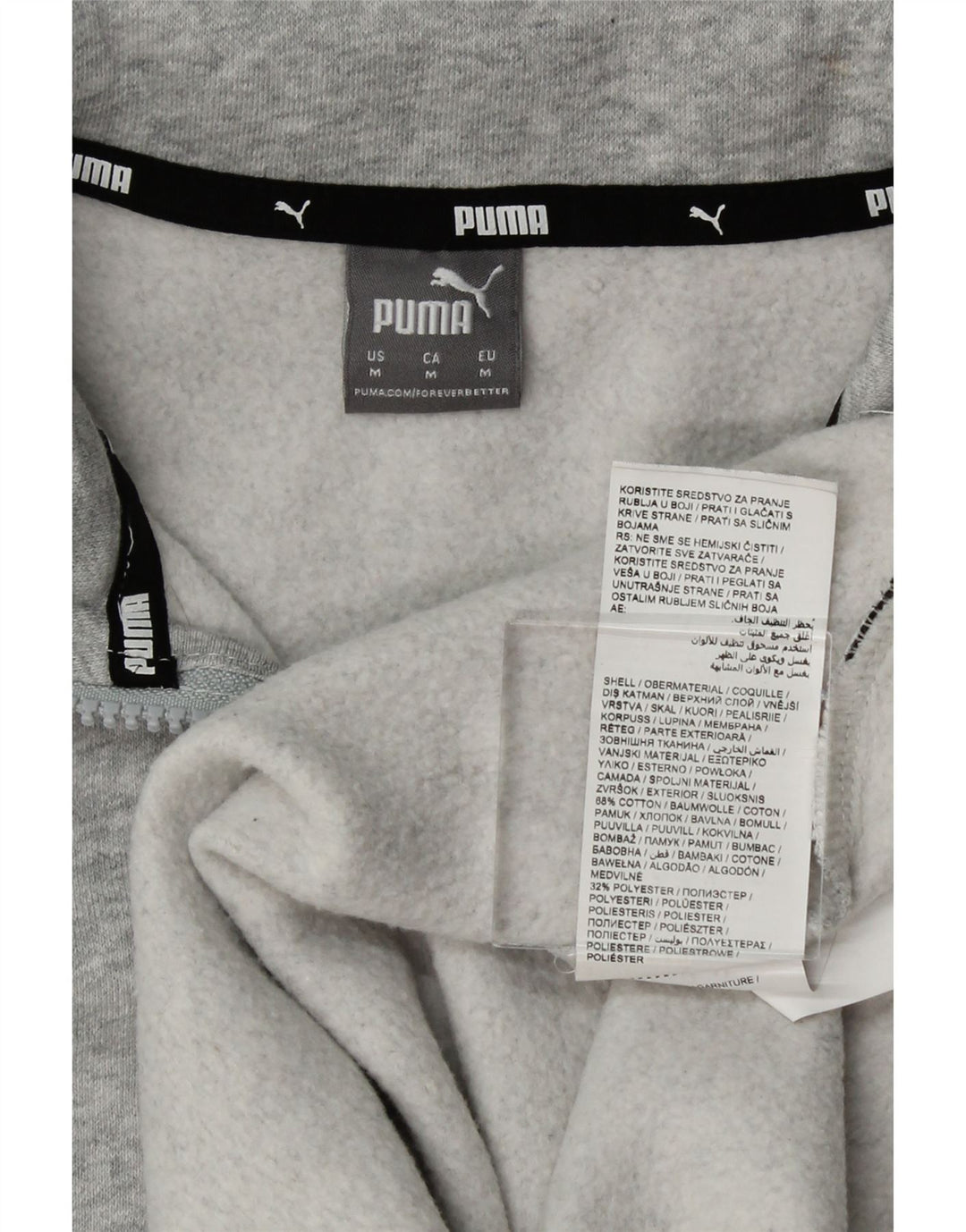 PUMA Womens Zip Neck Sweatshirt Jumper UK 14 Medium Grey Cotton Vintage Puma and Second-Hand Puma from Messina Hembry 