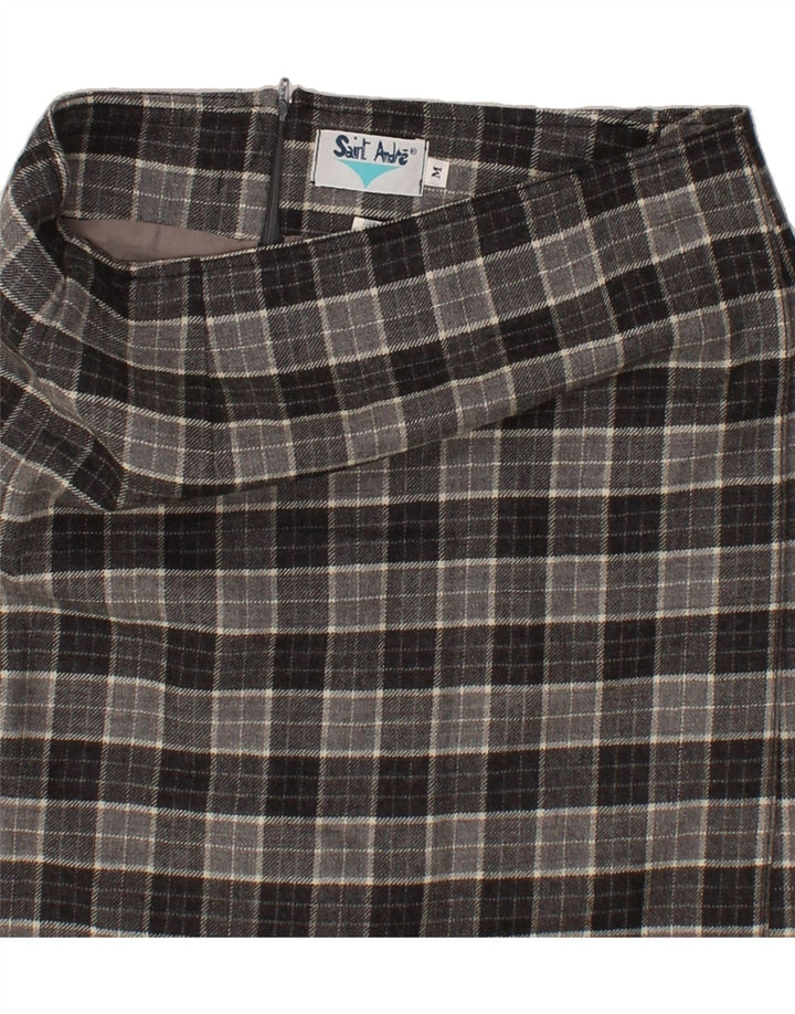 VINTAGE Womens Mini Straight Skirt UK 12 Medium W28 Grey Check Polyacrylic Vintage Vintage and Second-Hand Vintage from Messina Hembry 
