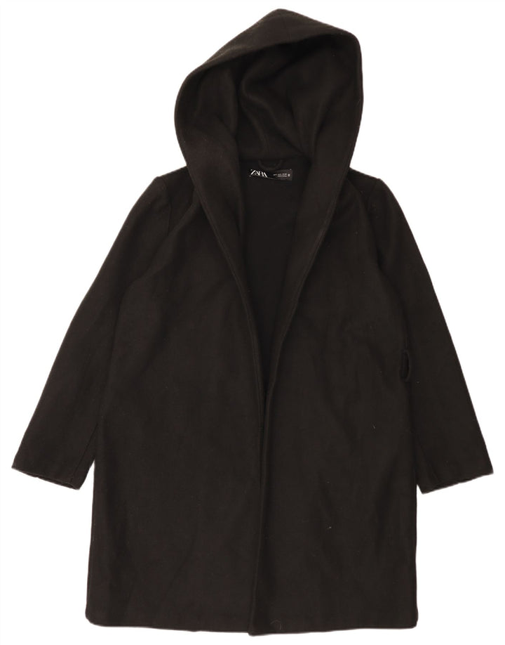 Zara Damen-Übergroßer Mantel mit Kapuze, UK 10, Größe S, Schwarz, Polyester