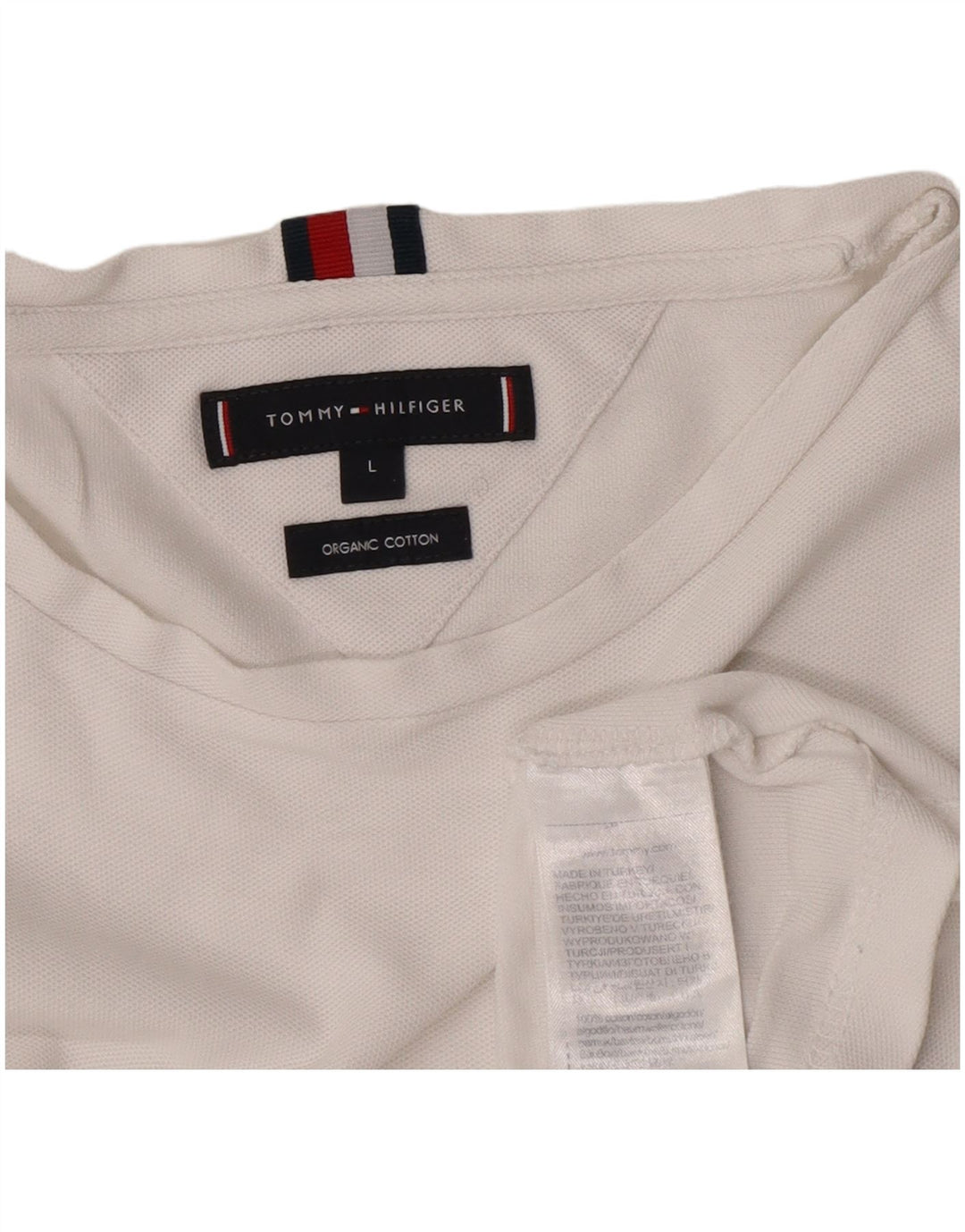 Tommy Hilfiger Herren T-Shirt Top Large Weiß Baumwolle