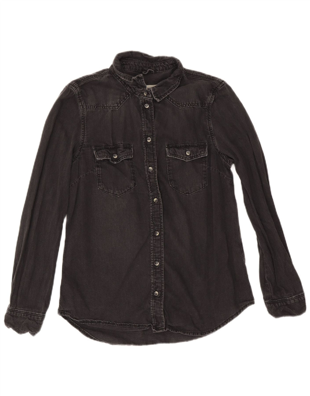 Topshop Damen Jeanshemd UK 12 Mittelschwarze Baumwolle
