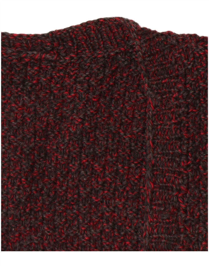 VINTAGE Ärmelloser Damen-Cardigan-Pullover UK 14 Large Burgundy Flecked