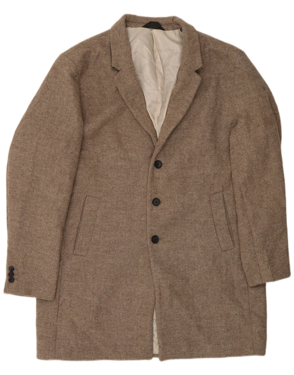 Jack & Jones Mens Overcoat UK 46 3XL Beige Polyester