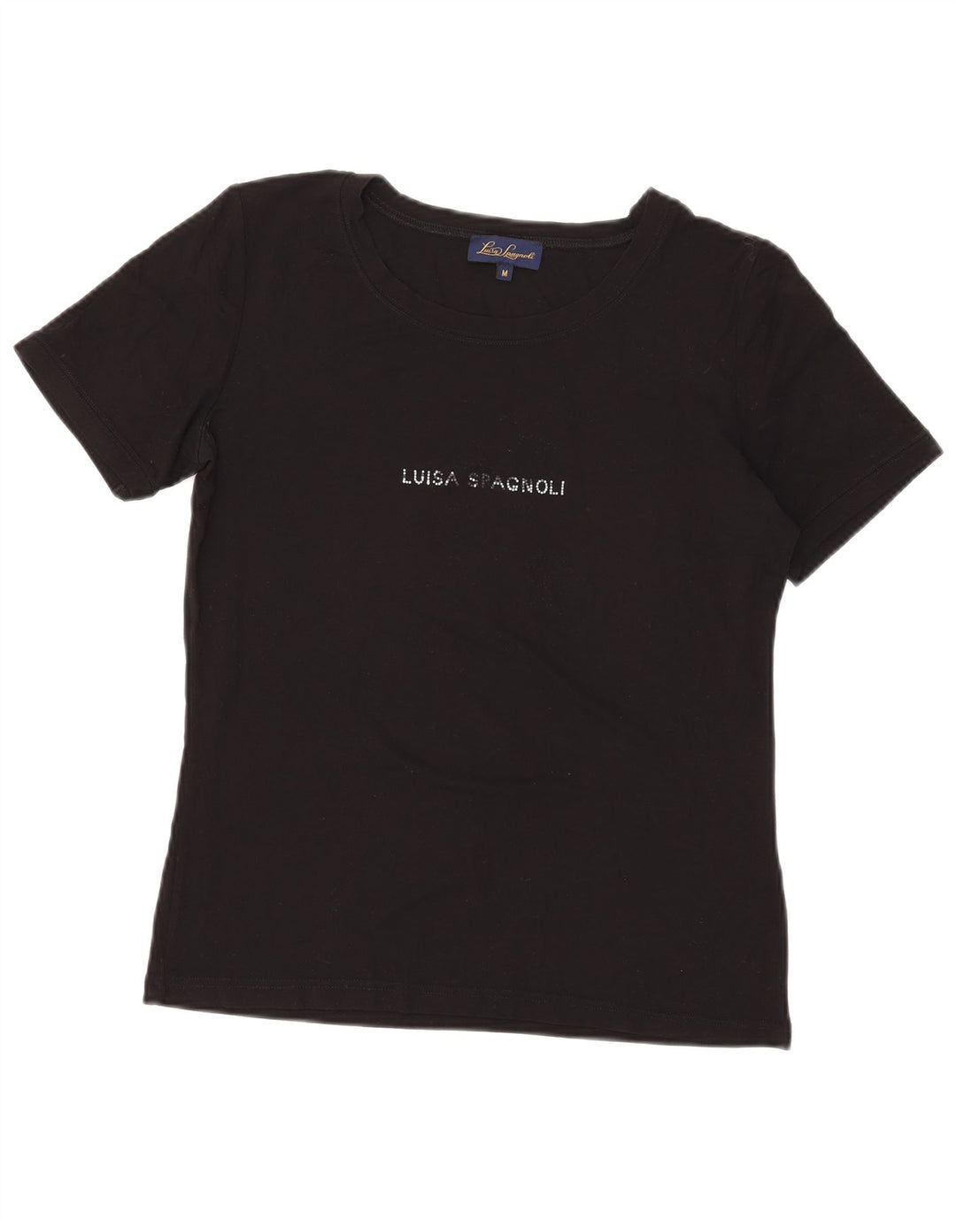 Luisa Spagnoli Damen Grafik T-Shirt Top UK 14 Medium Schwarz