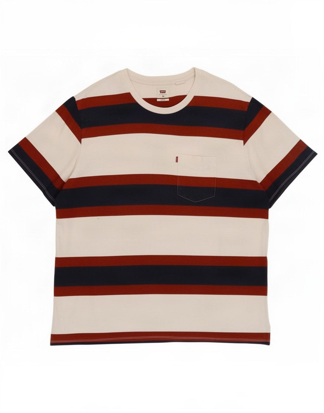 Levi's Herren Relaxed T-Shirt Top XL weiß gestreift aus Baumwolle