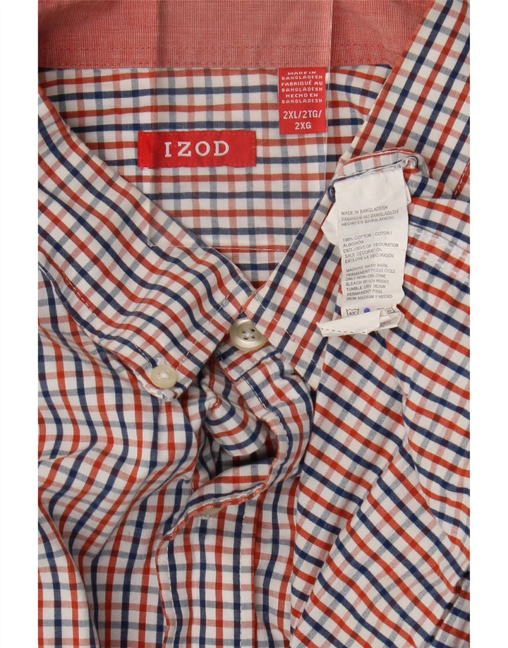 Izod Herrenhemd 2XL Mehrfarbige Gingham-Baumwolle