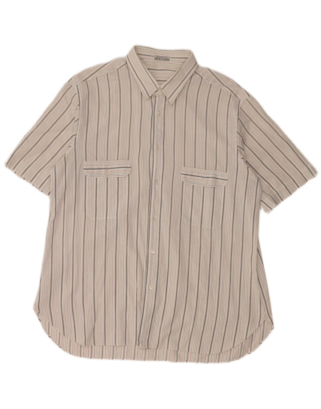 Vintage Herren Kurzarmhemd groß weiß gestreift