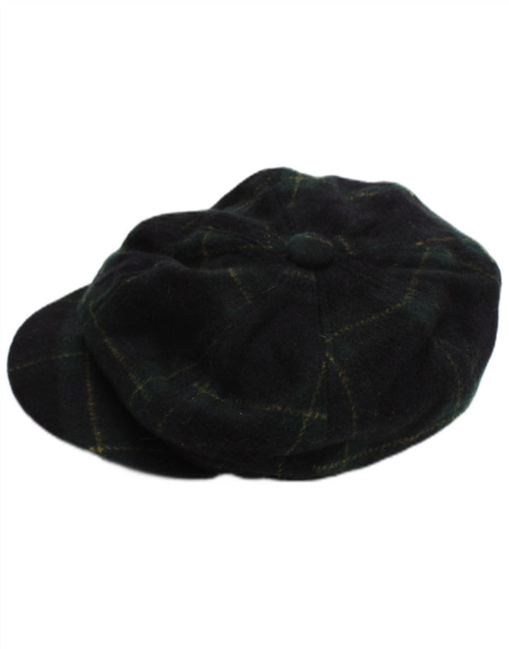 Vintage Herren Schiebermütze klein marineblau kariert