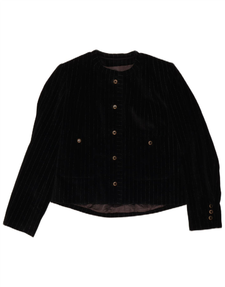 VINTAGE Damen 5-Knopf-2-teiliges Rockset UK 12 Medium W28 Schwarz