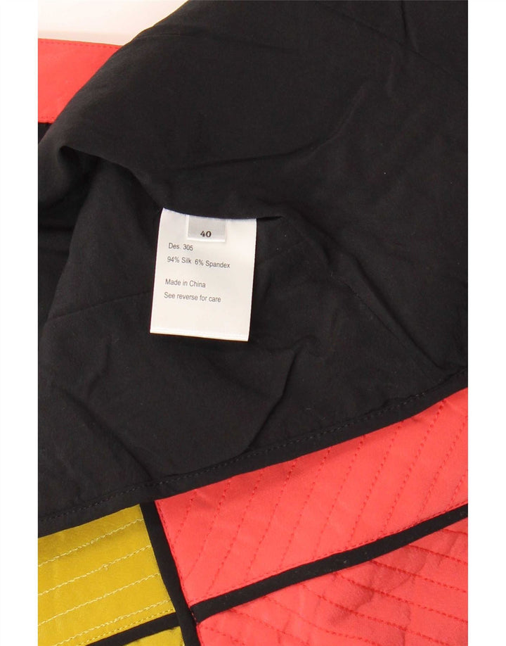 Rutzou Womens Crop Weste EU 40 Medium Mehrfarbige Colourblock-Seide