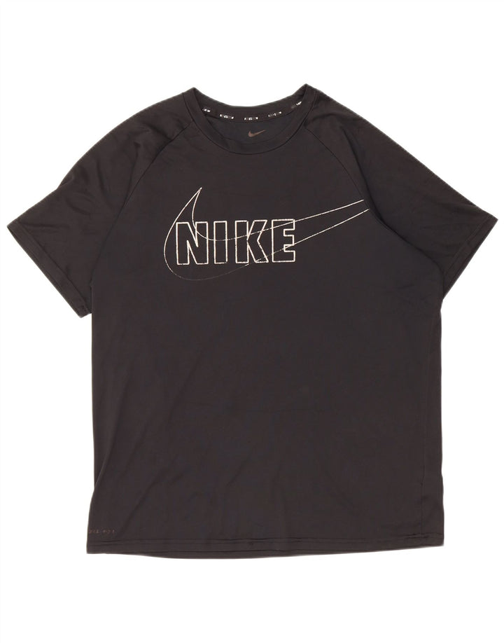 Nike Herren Dri Fit Graphic T-Shirt Top Mittelschwarzes Polyester