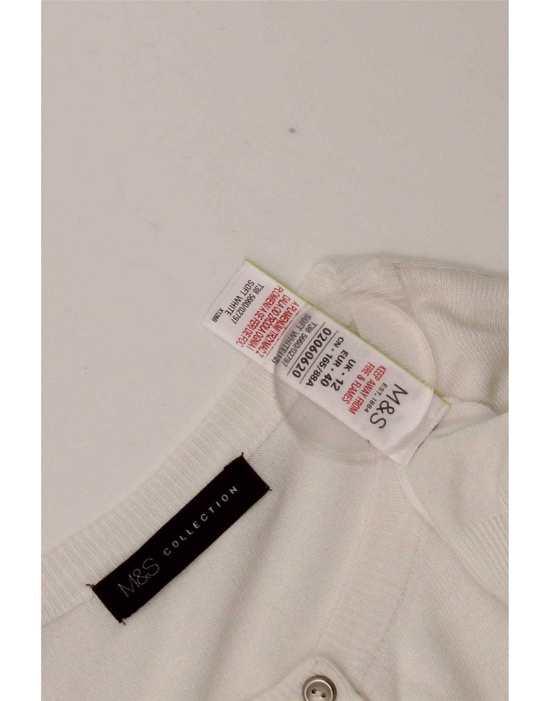 Marks & Spencer Damen Crop Cardigan Pullover UK 12 Mittelweiße Viskose