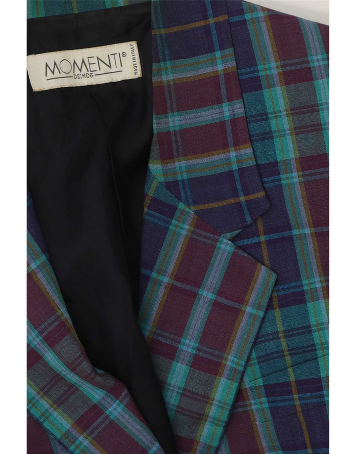 Momenti Damen-Blazerjacke mit 3 Knöpfen, Größe M, mehrfarbig, kariert, UK 14