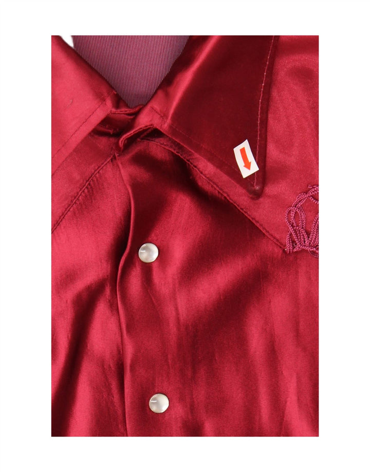 Vintage Damen Hemdbluse UK 18 XL Rot Acetat