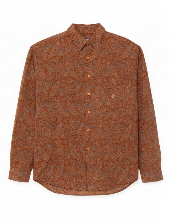 Rodrigo Herrenhemd Größe 43 17 XL Braune Paisley-Viskose