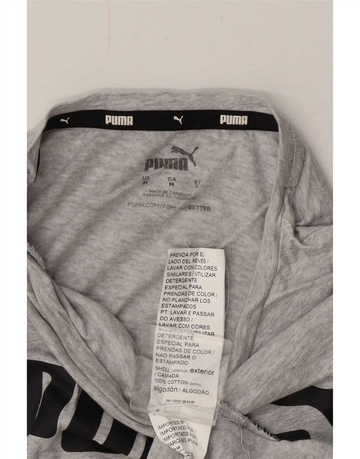 Puma Womens Graphic T-Shirt Top UK 14 Mittelgrau gefleckte Baumwolle