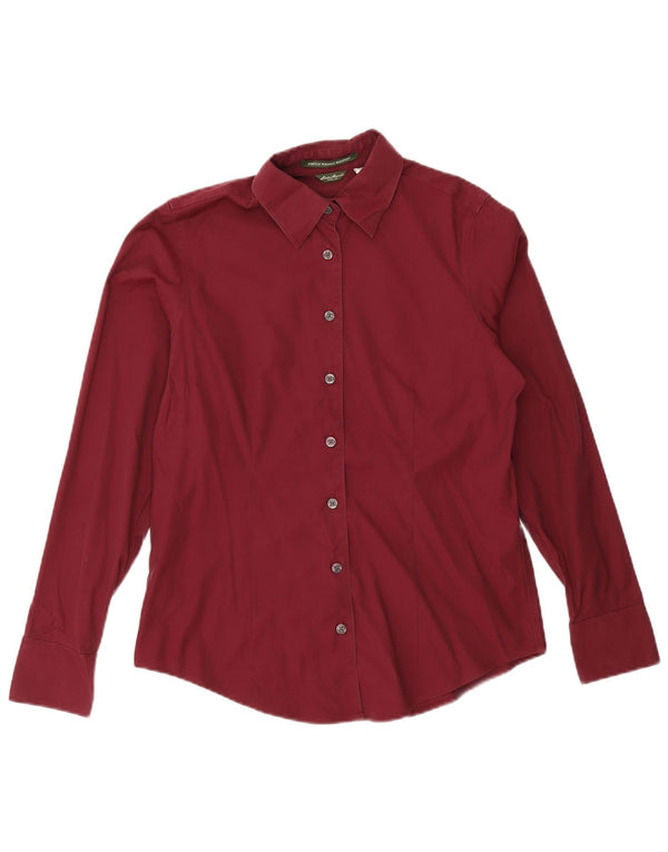 Eddie Bauer Damen Hemd UK 10 Small Burgund Baumwolle