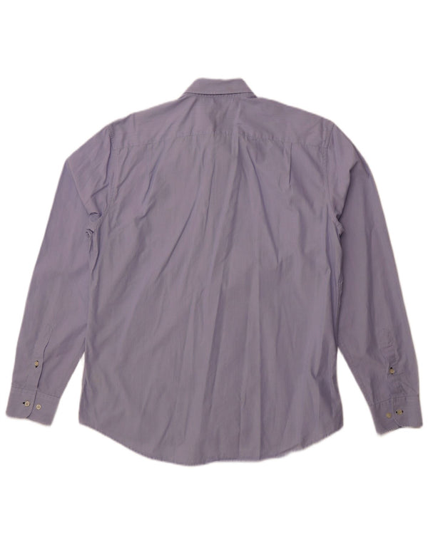 Lacoste Herren-Hemd mit schmaler Passform, Größe 42, große blaue Nadelstreifen-Baumwolle